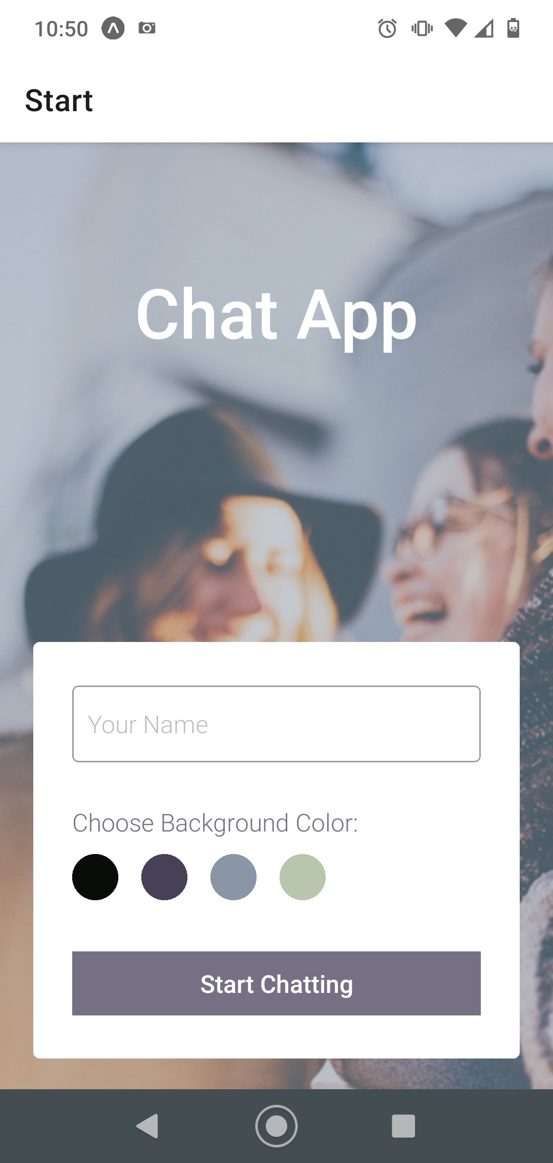 Screenshot of the Chat App